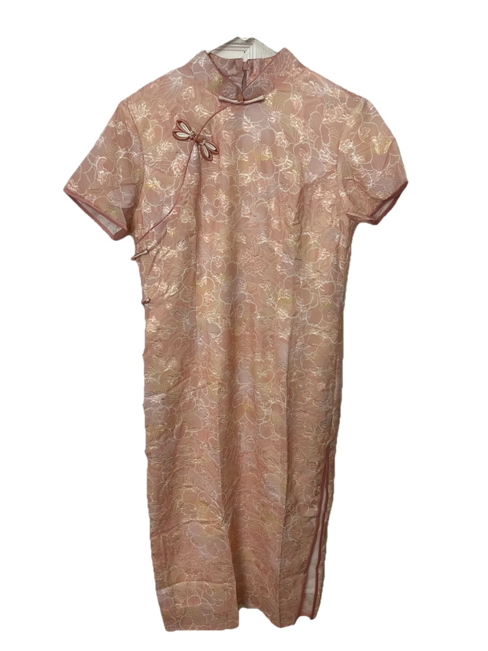 Elegant Pink Floral Cheongsam Dress